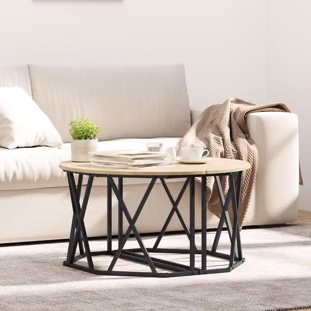 Berkfield Home Sonoma Oak Coffee Table in Beige, W: 80 cm, D: 80 cm, H: 42 cm