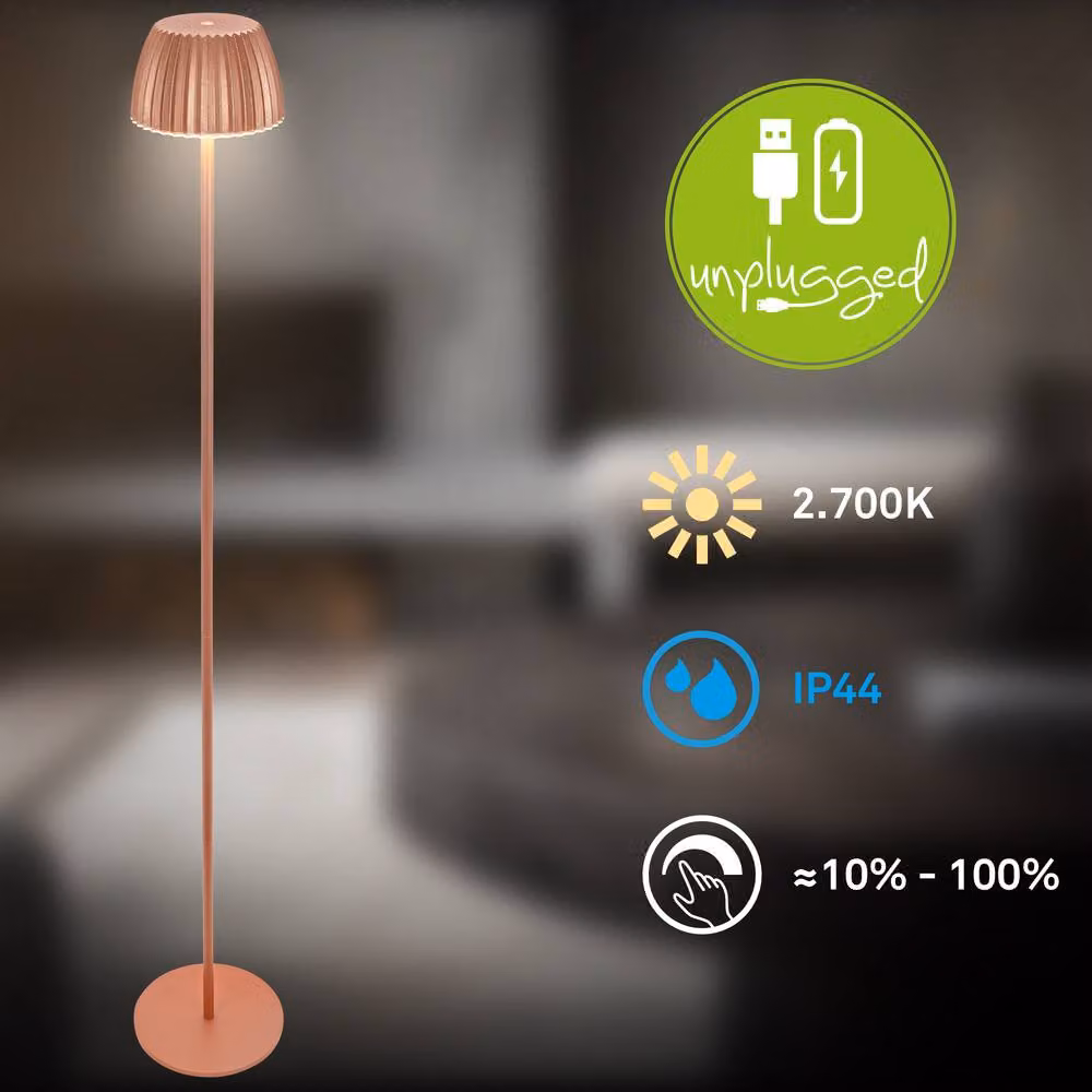 Briloner Rechargeable LED Floor Lamp in Copper, Dimmable and IP44 Waterproof with Touch Control, W/D/H: 19 x 19 x 124 cm – 2