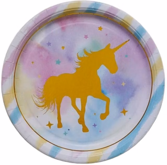 KDMD Unicorn Party Paper Dinner Plates, Multicolour, 4 Pack