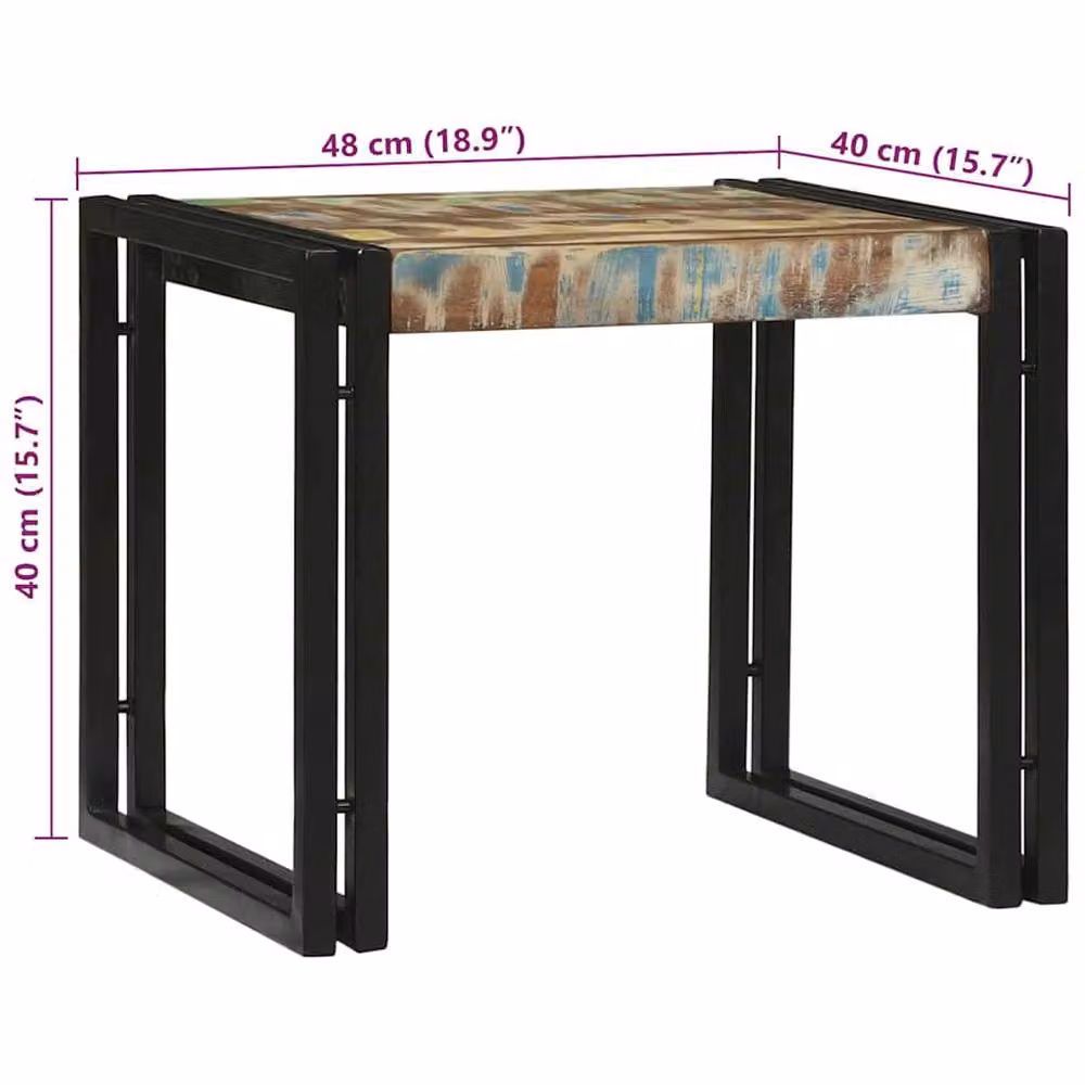 Berkfield Home Traditional 2 Piece Reclaimed Solid Wood Coffee Table Set in Brown and Multicolour – 4
