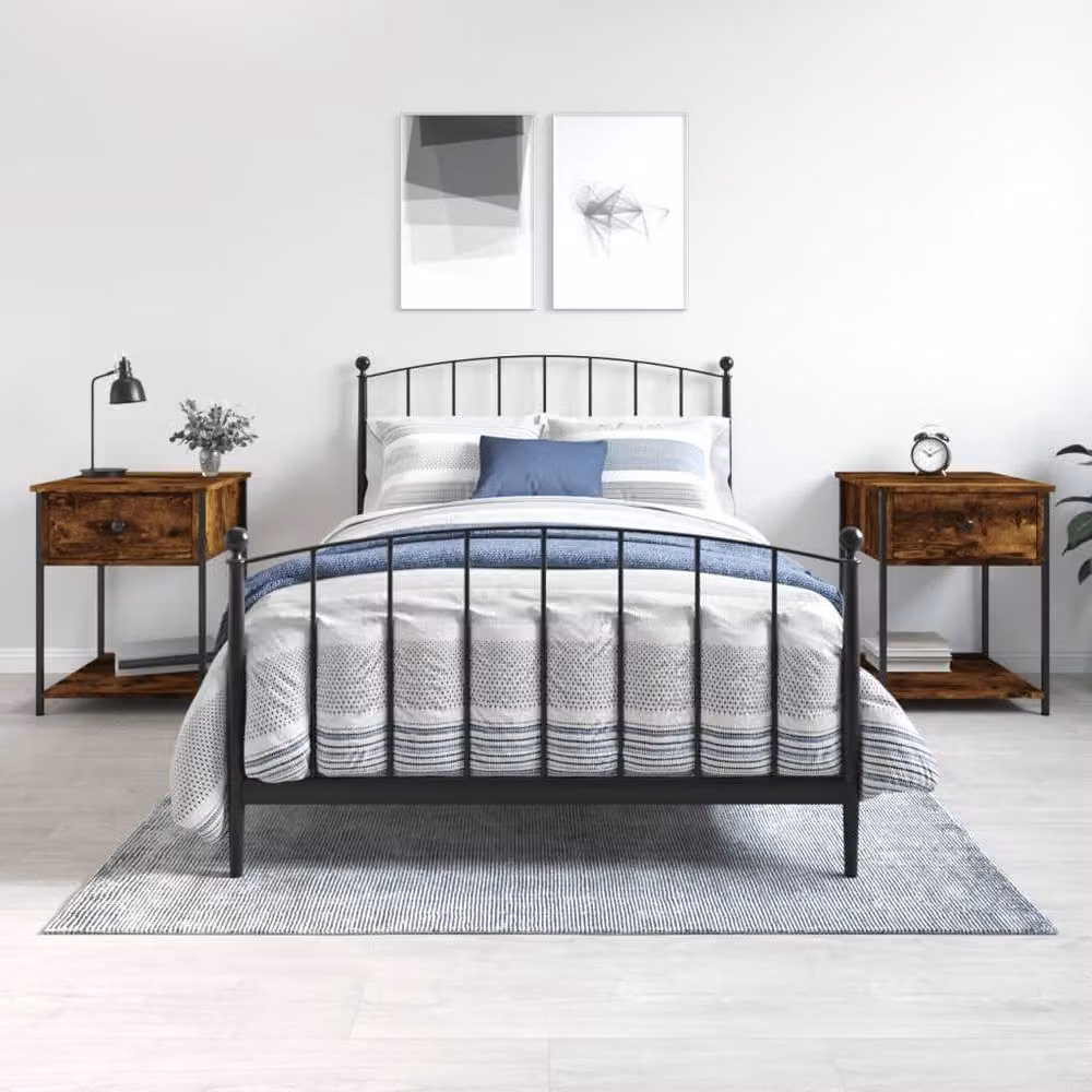 Berkfield Home Elegant Bedside Tables, 2 Piece Set in Smoked Oak Brown, W/D/H: 44 x 45 x 58 cm – 2