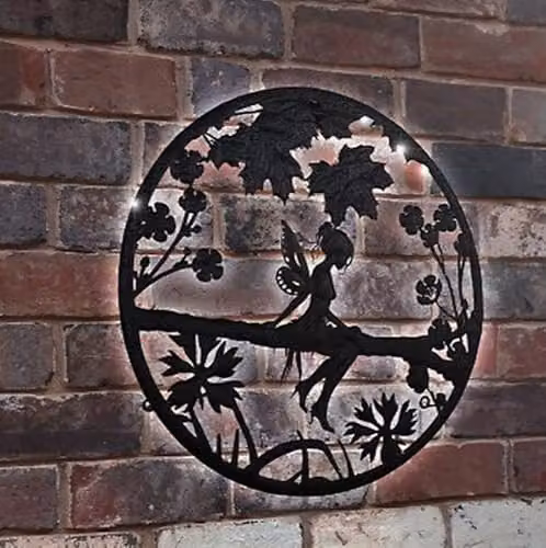 Garden Greatness Solar Fairy Wall Art Garden Light in Beige