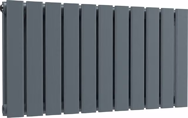 Lux Heat Flat Horizontal Double Steel Radiator in Grey, W: 77 cm, H: 40 cm