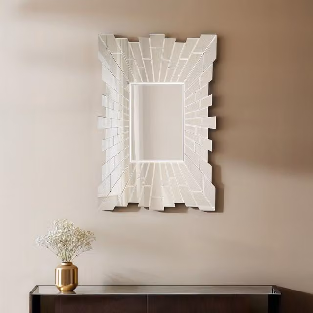 Orsina Glitzy Rectangular Silver Wall Mirror – 1