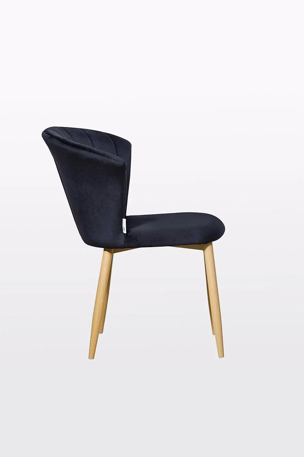Life Interiors Elsa Single Velvet Dining Chair with Wooden Legs in Black – 2
