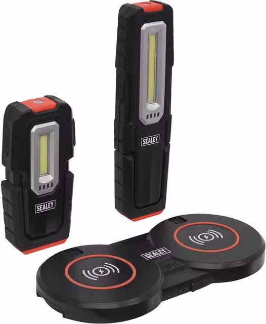 Loops Inspection Light Kit with Wireless Charging Base in Black and Multicolour, featuring 1 x Slimline and 1 x Standard LED lights – 1