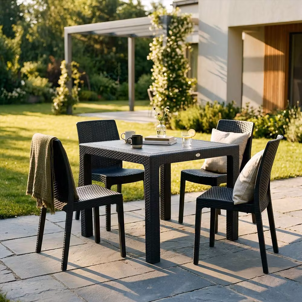 Harbour Housewares 5pc Noble Patio Dining Set in Black – 4