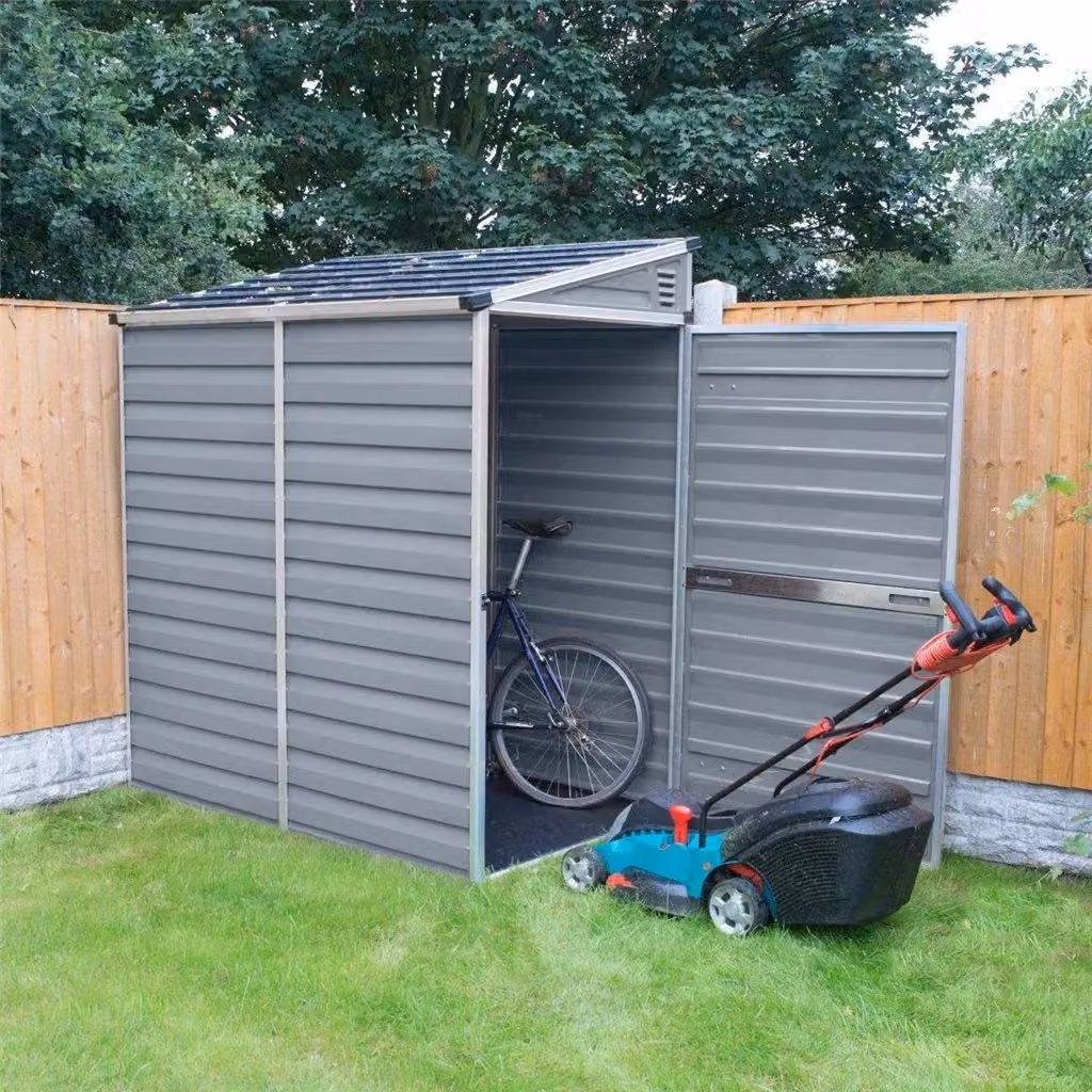 Cheshire Single Door Pent Plastic Shed with Skylight in Light Grey – 2
