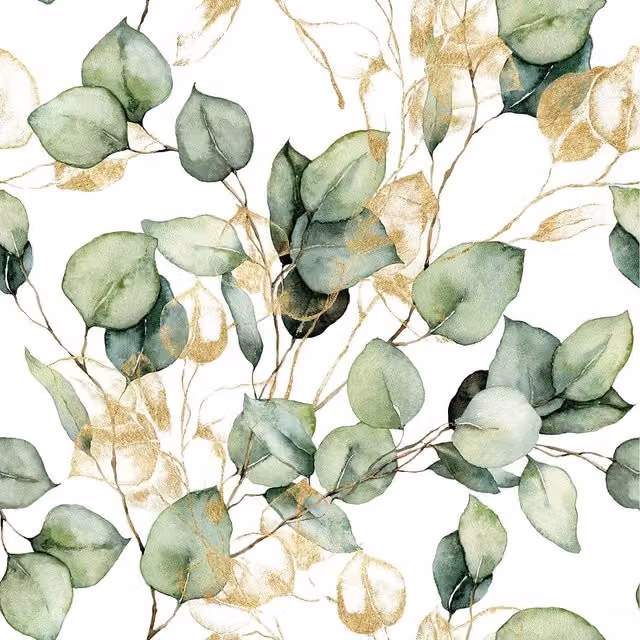Muriva Botanical Eucalyptus Leaves Floral Metallic Wallpaper in Green
