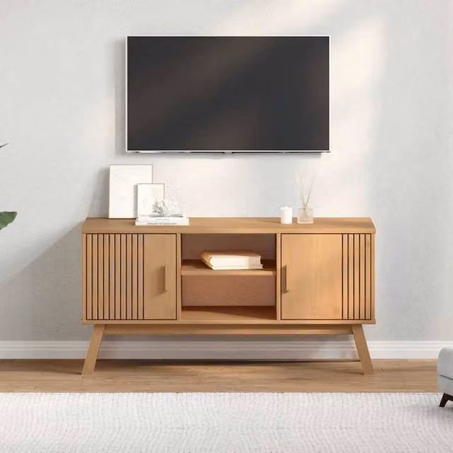 Berkfield Home OLDEN TV Cabinet in Brown Solid Pine, W/D/H: 114 x 43 x 57 cm – 1