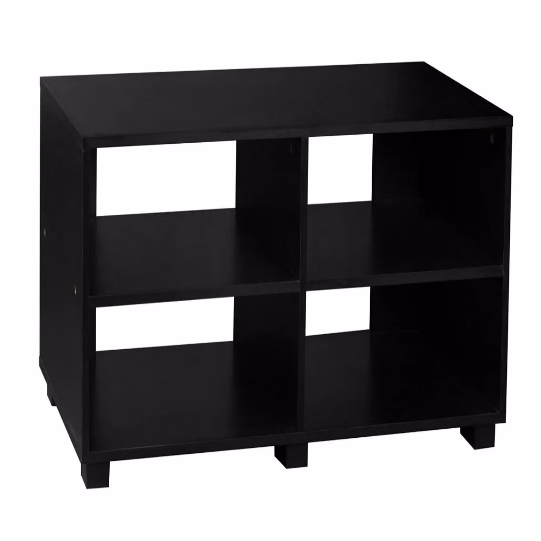 EONLION Modern Black Wooden 4-Section Wide TV Stand with Cable Management, W: 96.0 cm, D: 40.0 cm, H: 47.0 cm – 2