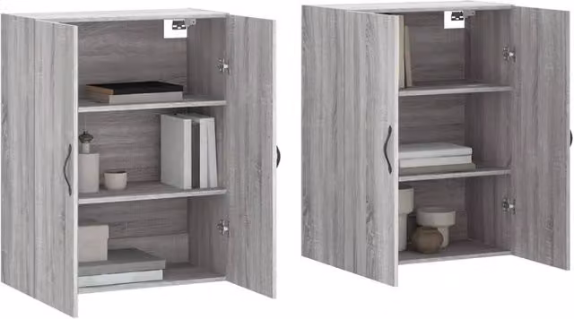Berkfield Home Set of 2 Wall Mounted Cabinets in Grey Sonoma Engineered Wood – 1