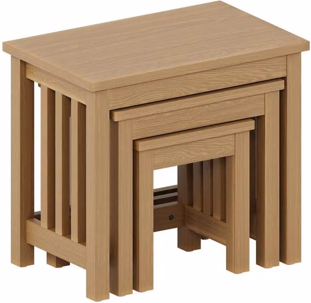Havendro Set of 3 Ash Wood Nesting Tables in Brown