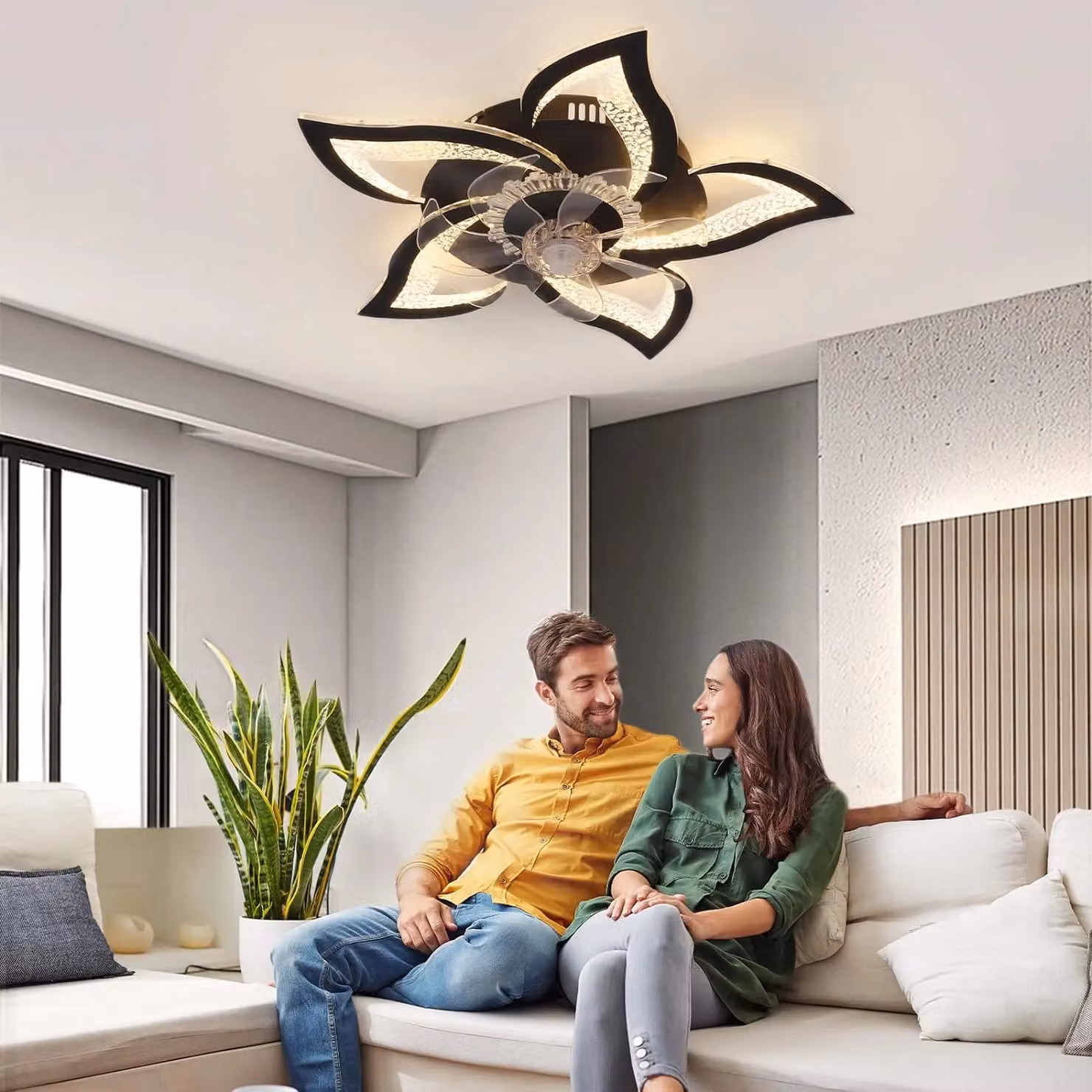 Garwarm Dimmable LED Ceiling Fan with Lamp and Remote Control, Black – 3