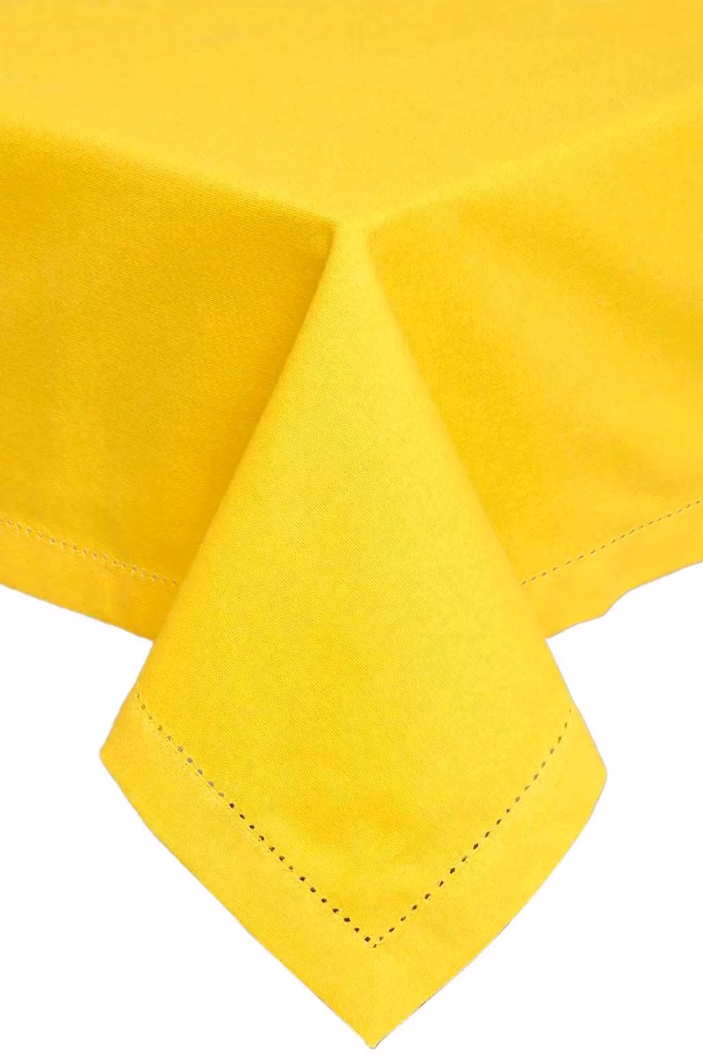 Homescapes Plain Yellow Cotton Rectangular Tablecloth, W: 137 cm, L: 178 cm – 2
