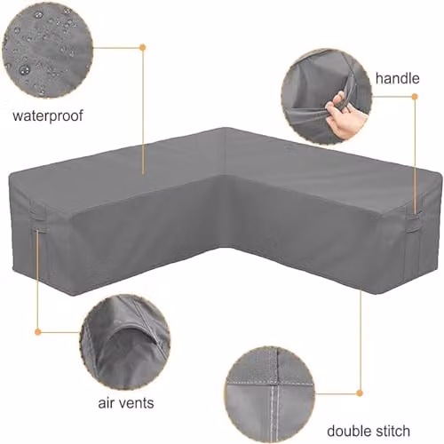 Gr8 Garden Waterproof Grey L Shape Corner Sofa Protector W/D/H: 220 x 298 x 75 x 76 cm – 3