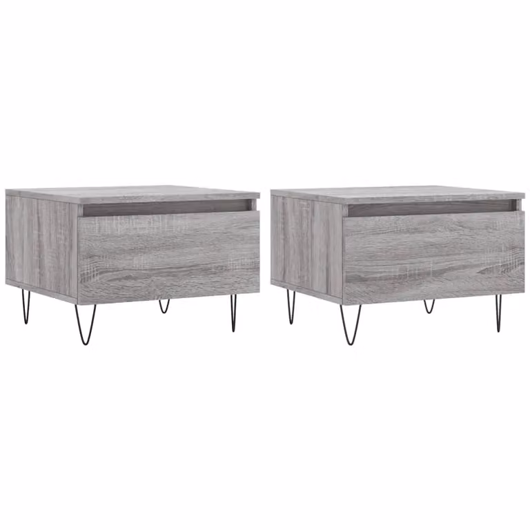 Berkfield Home Set of 2 Modern Grey Sonoma Coffee Tables, W/D/H: 50 x 46 x 35 cm