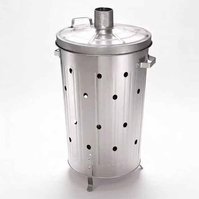 Crystals 90L Galvanised Steel Garden Incinerator Fire Bin in Silver – 1
