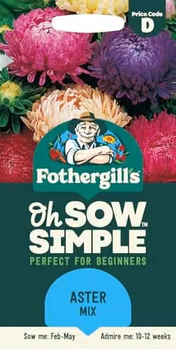 Mr Fothergill's Oh Sow Simple Aster Mix Flower Seeds in White, Purple and Pink