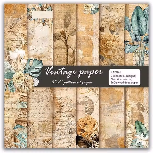 Syntego Custom Multicolour and Yellow Vintage Scrapbook Paper