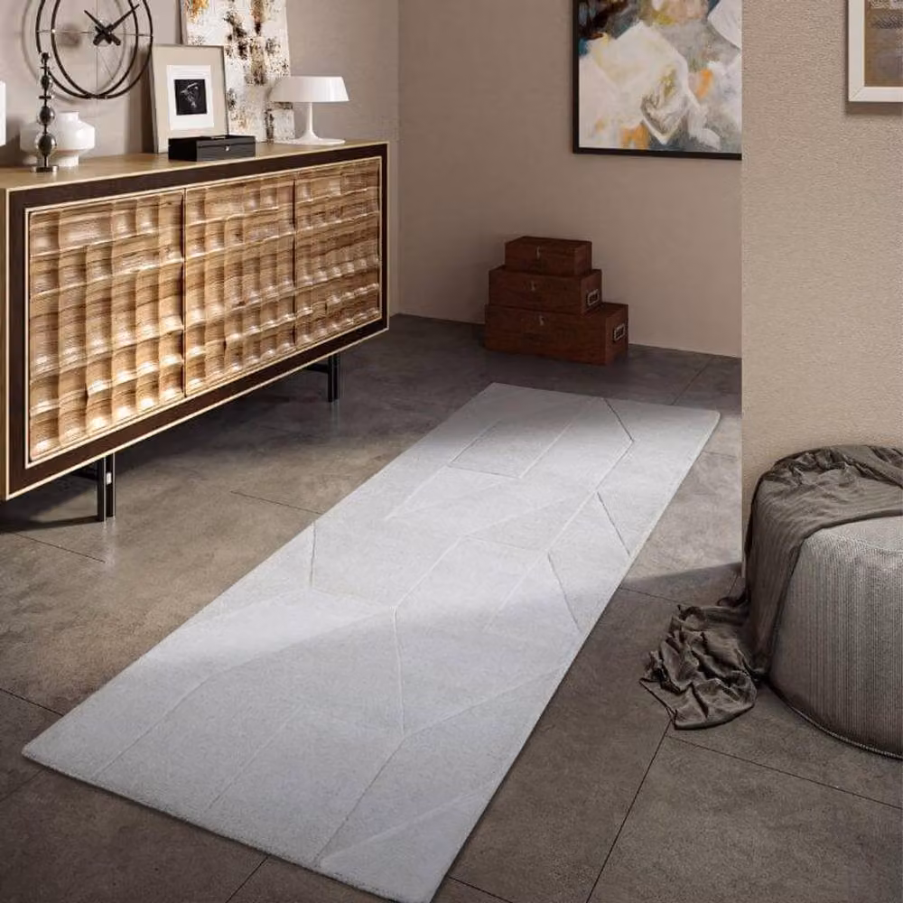 Villeroy & Boch 1906 Ursule Handwoven Wool Rug in White with High Low Pile Effect, W: 190 cm, D: 280 cm – 2