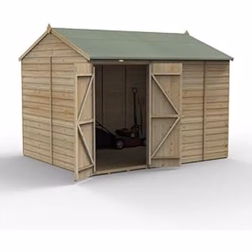 Forest Garden Rustic Brown Wooden Gable Shed with Double Doors and Floor Lock – 2