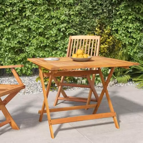 vidaXL Folding Square Garden Table in Brown Oiled Acacia Wood W/D/H: 90 x 90 x 75 cm – 2