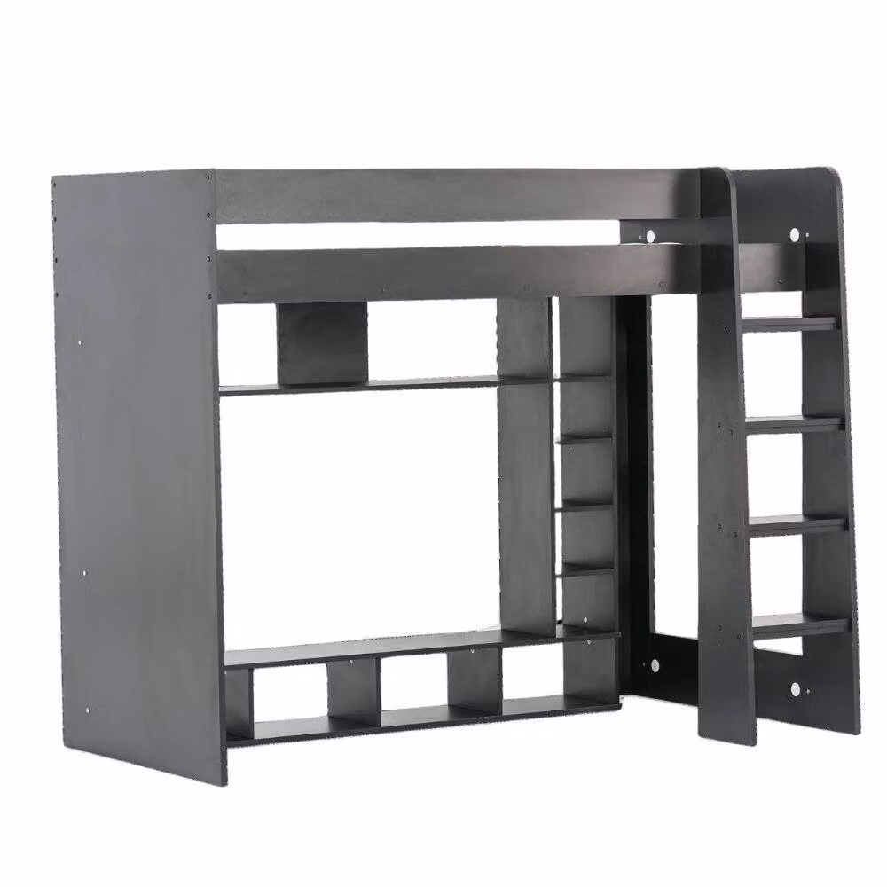 Nöa and Nani Leo Single High Sleeper Cabin Bed with Gaming Den and Storage in Black and Grey – 2