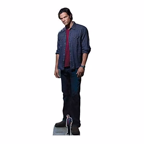 Star Cutouts Sam Winchester Red Shirt Lifesize Cardboard Cutout, Supernatural Fan Decoration in Red and Multicolour