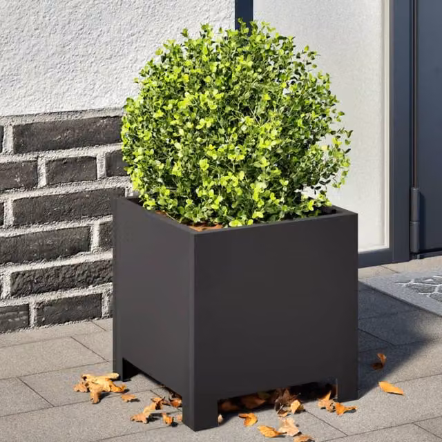 Berkfield Home Steel Garden Planter Tub, Black, W/D/H: 30 x 30 x 30 cm – 1
