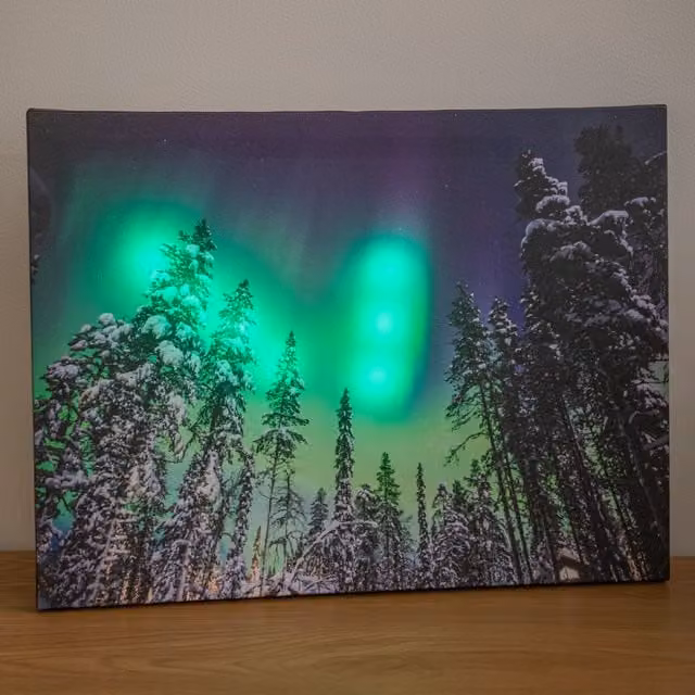 Samuel Alexander Aurora Canvas Christmas Wall Art, Multicolour and White, W: 40 cm, H: 30 cm – 1