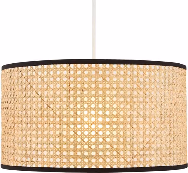 Litecraft Grace Rattan Cylinder Easy to Fit Lampshade in Natural Beige and Brown