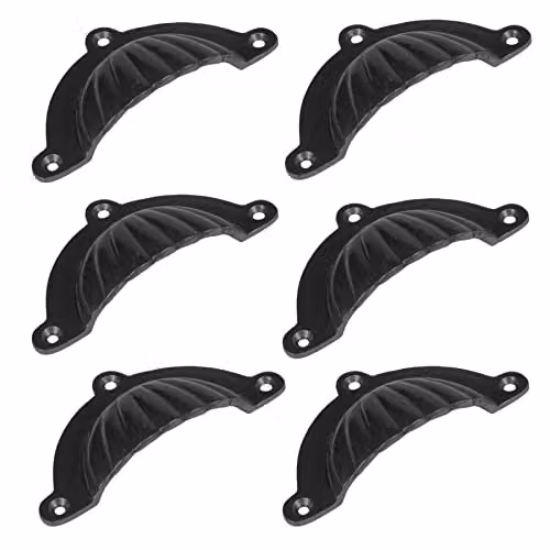 Hammer and Tongs Fluted Cabinet Drawer Pulls in Matt Black Iron, Pack of 6, W: 9.5 cm, H: 5 cm – 2