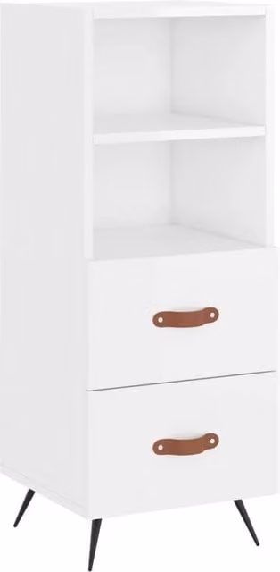 Berkfield Home Modern High Gloss White Sideboard, W/D/H: 34.5 x 34 x 90 cm