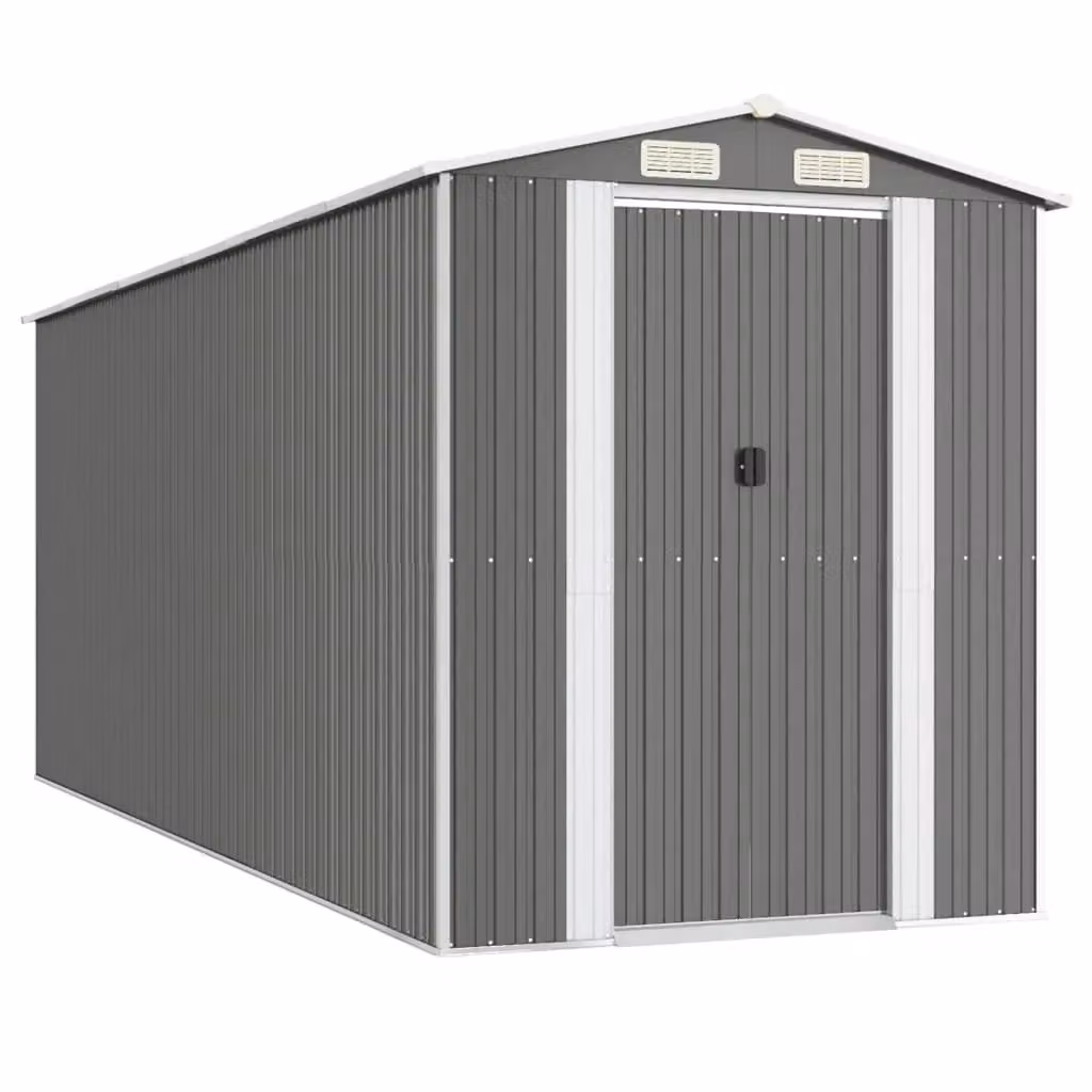 Berkfield Home Garden Shed in Light Grey Galvanised Steel, W/D/H: 523 x 192 x 223 cm – 2