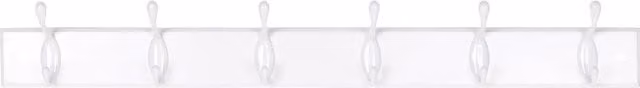 Decorails White Standard Rail with 6 Chrome Hooks