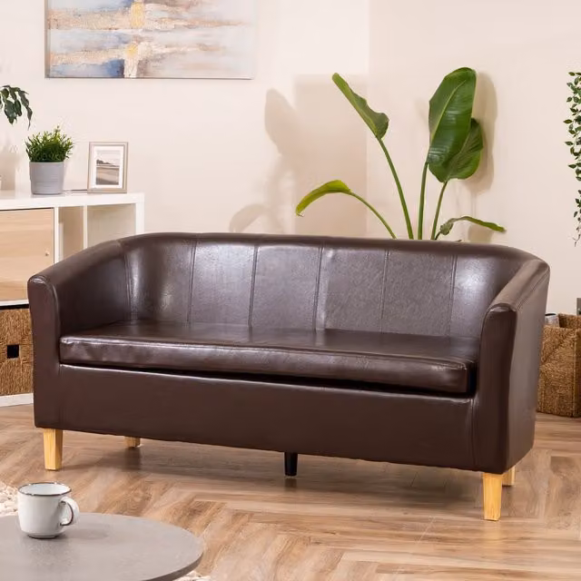Artemis Home Meriden 3 Seat Tub Sofa in Brown Synthetic Leather