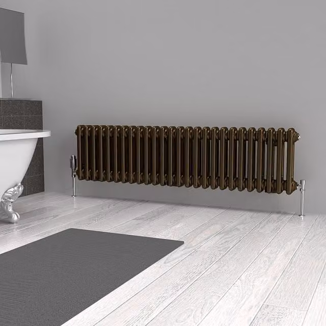 Lux Heat Horizontal Column Radiator in Antique Brass, H 119 cm x W 30 cm
