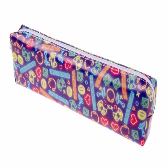 LG-Imports Gamer Design Flat Pouch Pencil Case in White and Multicolour