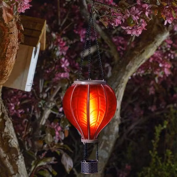 Marco Paul Red Resin Hot Air Balloon Solar Hanging Light, Diameter: 44 cm