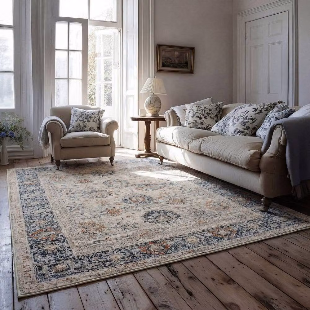 Kukoon Vintage Soft Pile Area Rug in Beige, W: 200 cm, D: 290 cm – 2