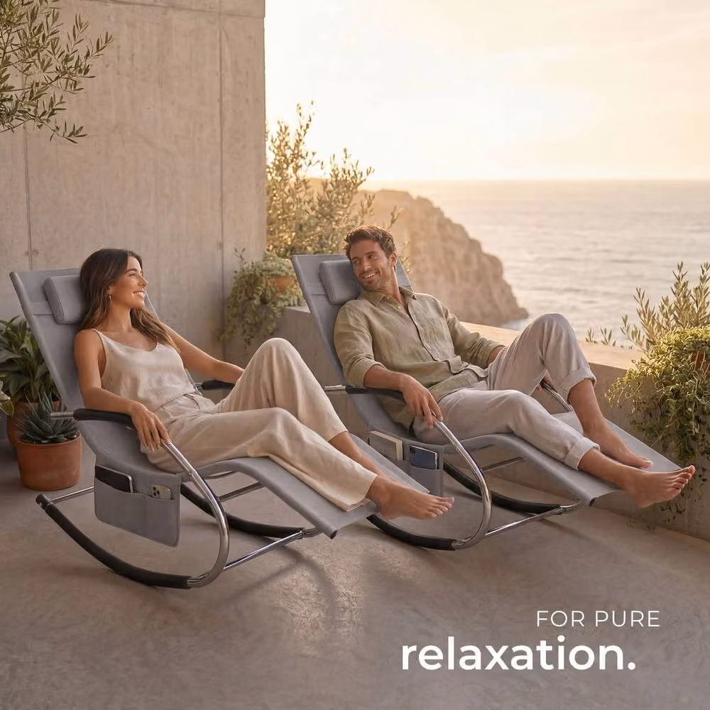 tectake Taya 2 Seater Sun Lounger in Grey and Black – 8