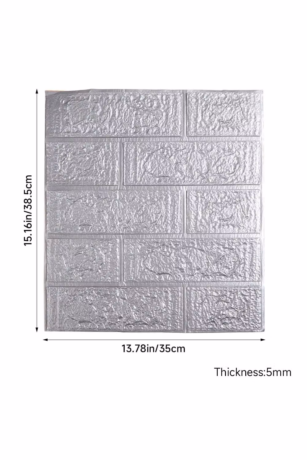 Living and Home 15-Piece Self-Adhesive 3D Brick Effect Wall Panels in Grey – 2