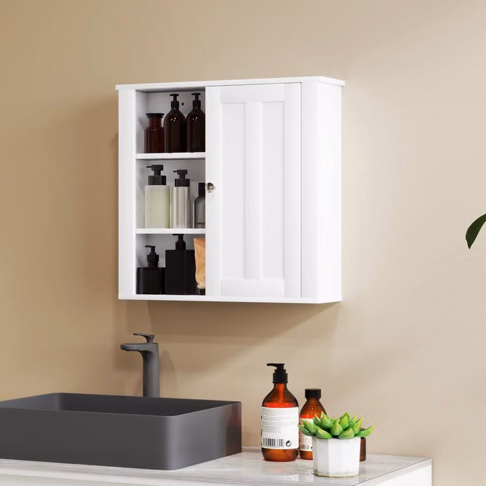 Wyld Haus Norayo Minimalist White Wall Mounted Bathroom Cabinet W: 53 cm, D: 14.5 cm, H: 51 cm – 3