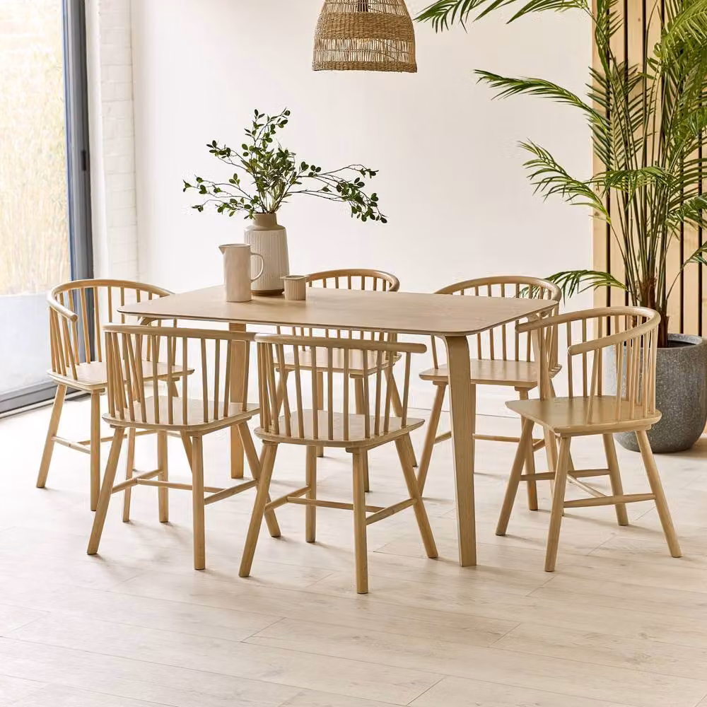 Cheshire Redwood Classic Oak Dining Chairs with Armrests, Set of 2, Brown – 2