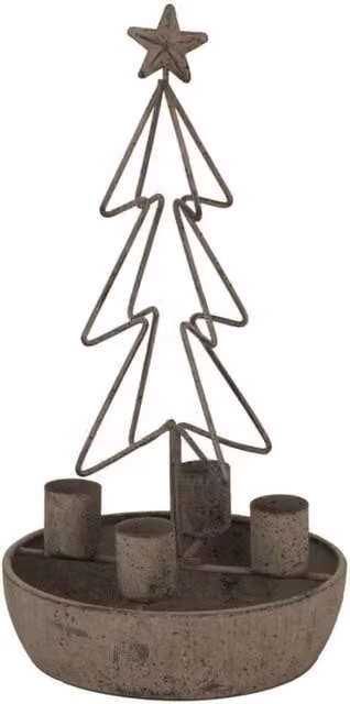 KDMD Rustic Metal Star and Tree Candle Holder in Brown for Christmas Decor