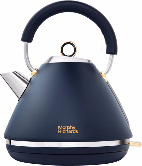 Morphy Richards Accents Pyramid Kettle in Blue, Black and Gold with Limescale Filter