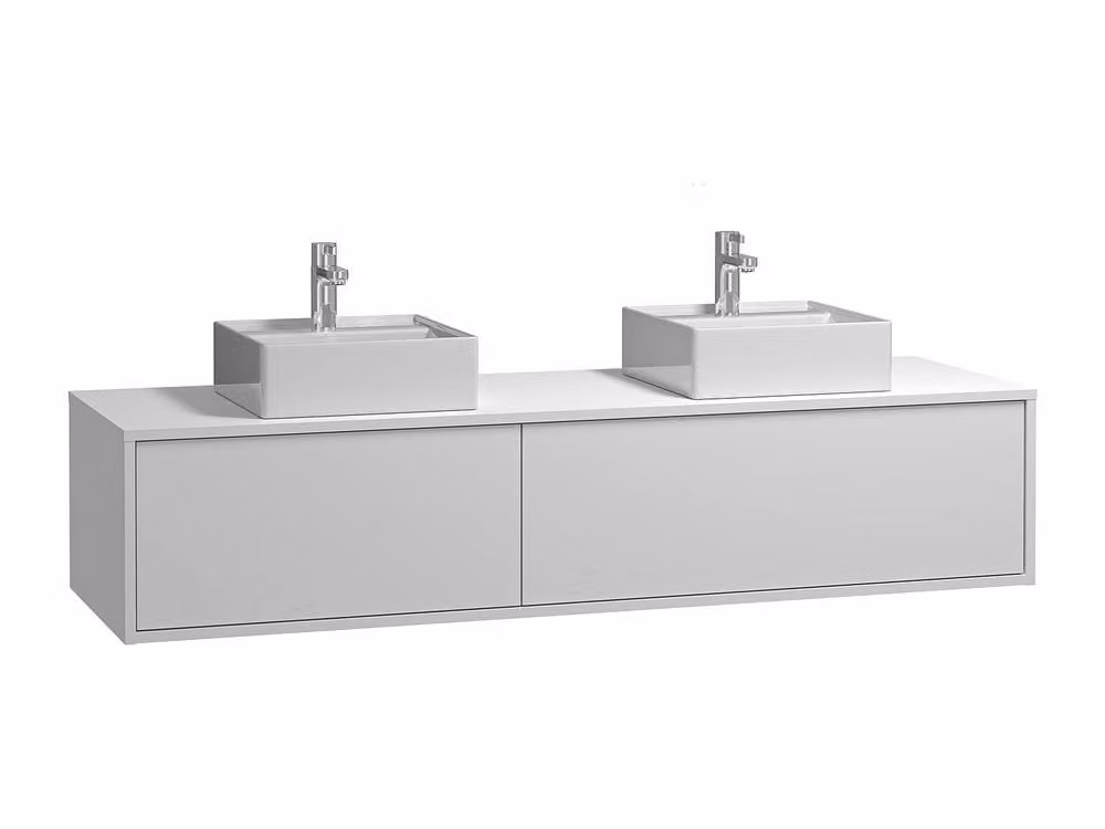 Vente-unique ISAURE II Double Washbasin Vanity Unit in White, W: 150 cm – 2