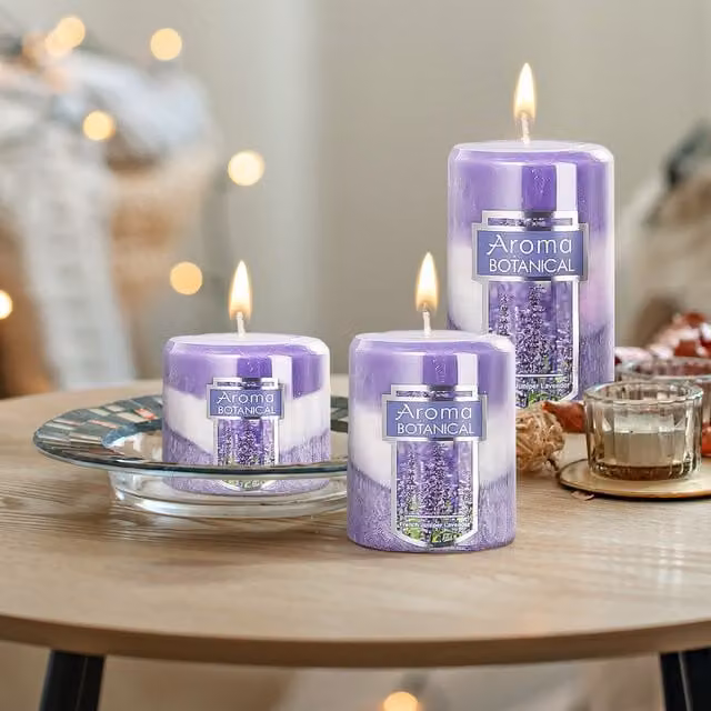 Lifeideas 3-Piece Purple Cylindrical Scented Pillar Candle Set