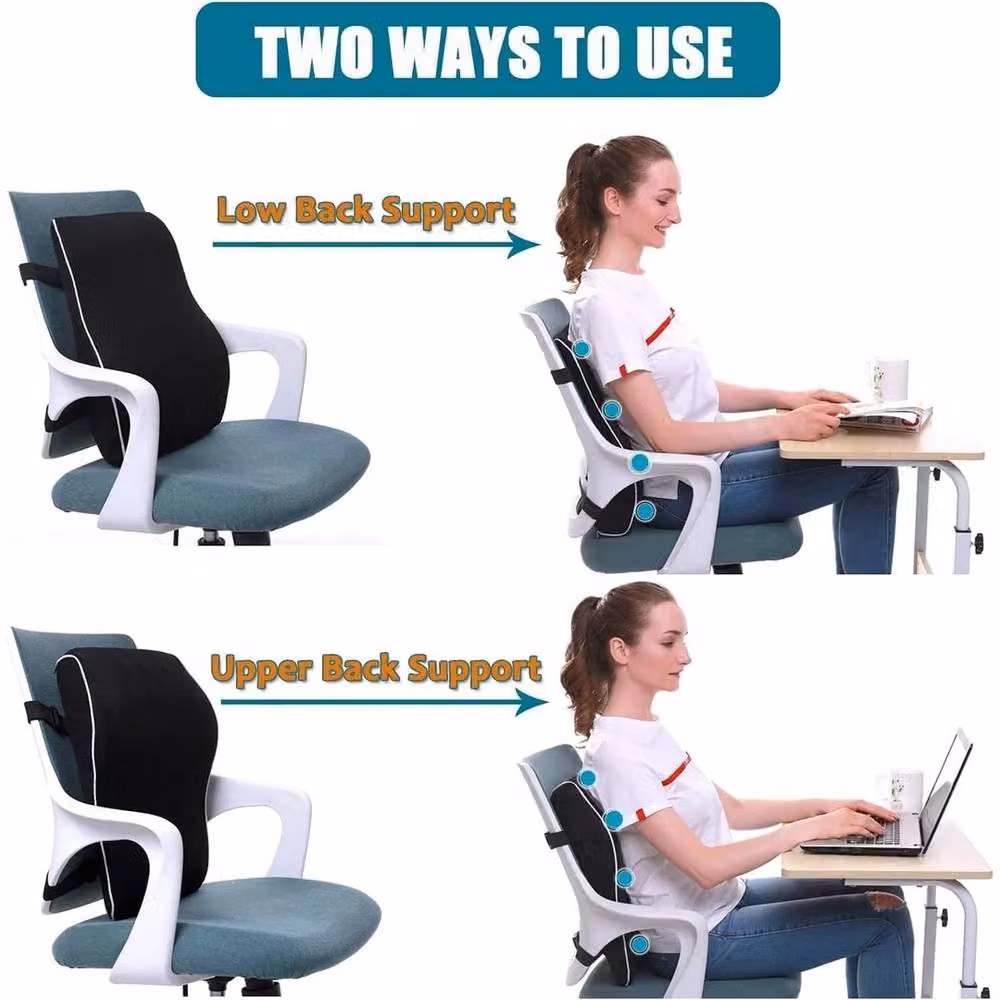 EONLION Black Memory Foam Contoured Back Support Cushion for Car Seats, W: 120 cm, H: 90 cm – 5